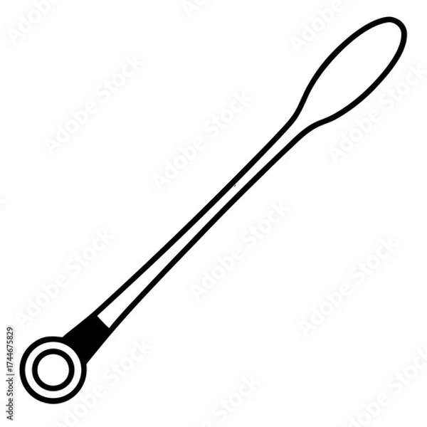 Obraz Illustration of a long handled lab spatula with a circular end and oval tip
