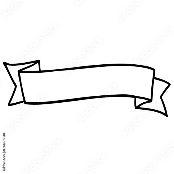 Obraz A simple banner with folded edges in black outline on a white background