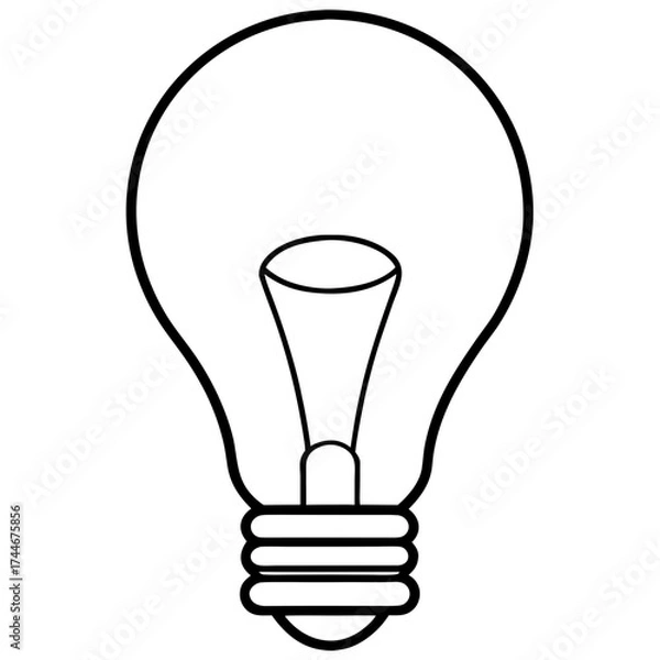Obraz Illustration of a lightbulb with a classic shape and filament design shown