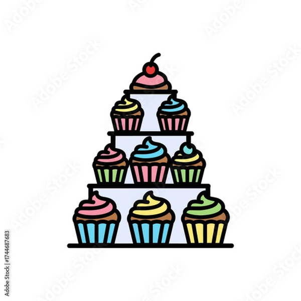 Obraz Cupcake Tower - A Sweet Treat Display.