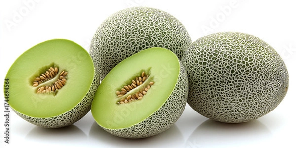 Fototapeta Freshly cut cantaloupe fruit