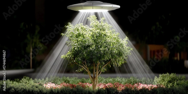 Fototapeta UFO beaming down tree