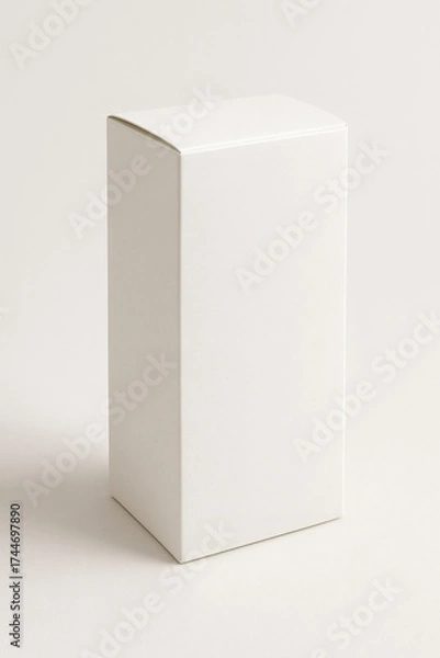 Fototapeta Plain White Cardboard Box on Beige Background