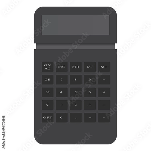 Obraz Modern Black Calculator Vector Illustration – Sleek Chrome Office Gadget in Minimalist Design