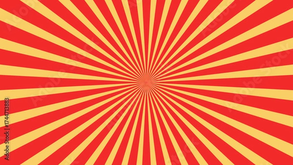 Fototapeta Red rays comes in radial form from center