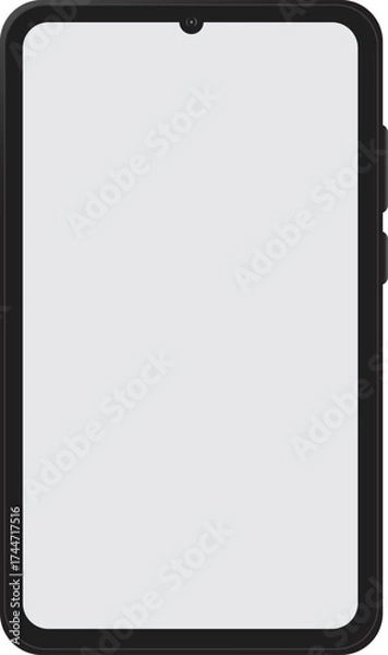 Obraz Black Smartphone Vector Illustration – Modern Android Phone with Blank White Screen in Minimal Style