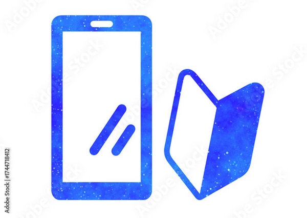 Obraz 青い星空｜スマホと初心者マーク