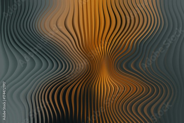 Fototapeta Copper swirl pattern with smooth curving lines and luminous metallic gradient background