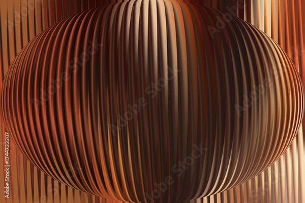 Fototapeta Modern abstract metallic swirl in warm brown and gold tones with dynamic curved lines