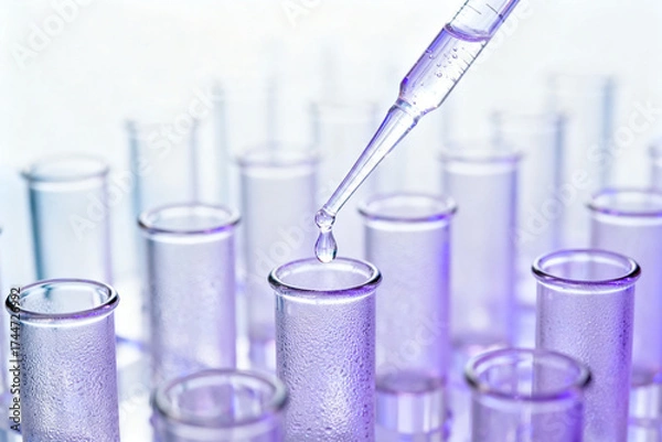 Fototapeta Laboratory test tubes with pipette
