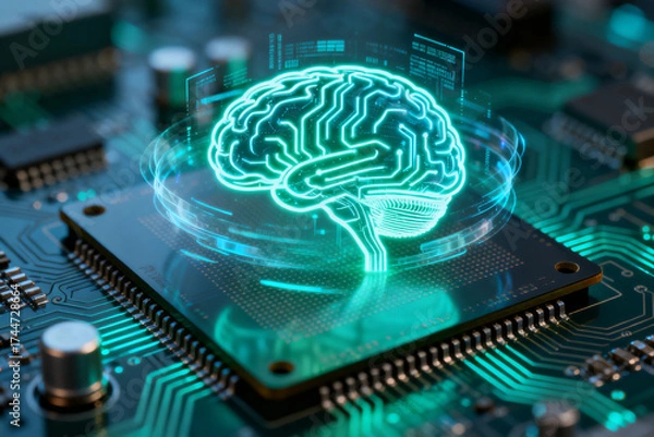 Fototapeta Brain circuit design on electronic board