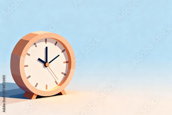 Fototapeta Low poly clock on blue background