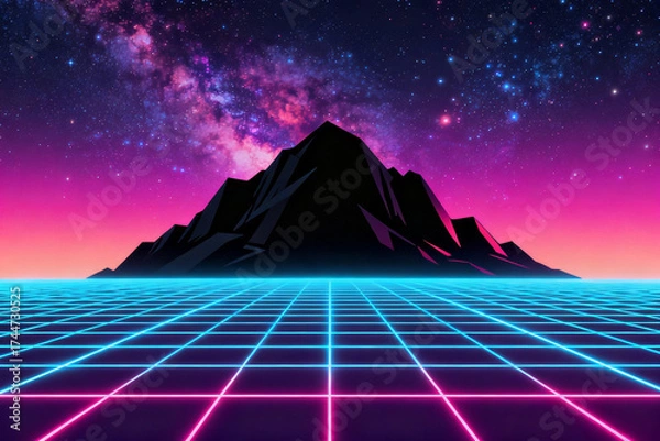 Fototapeta Mountain under starry sky