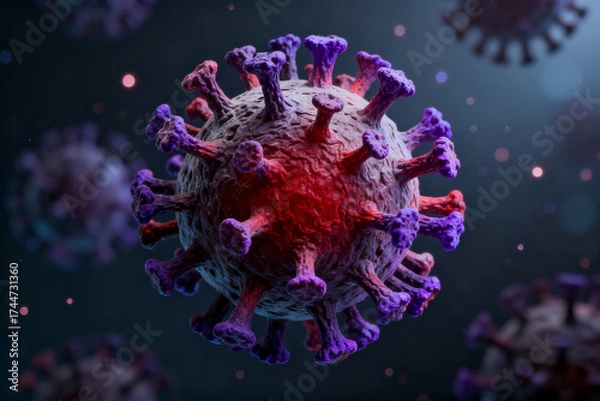 Fototapeta Virus cell structure with spikes