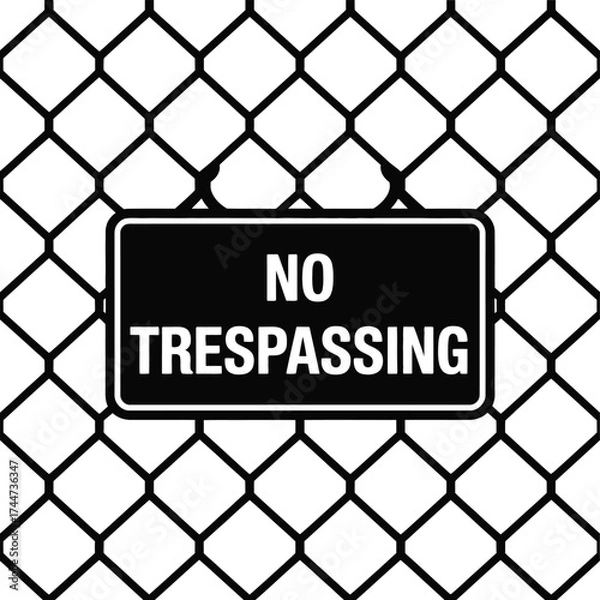 Fototapeta No trespassing sign on chain link fence
