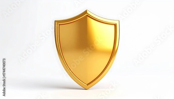 Fototapeta Golden heraldic shield icon or emblem 3d icon for protection and security design