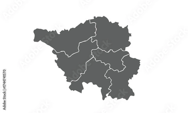 Fototapeta Saarland germany map isolated on white background for website layouts,background,education, precise,customizable,Travel worldwide,map silhouette backdrop,earth geography, political.