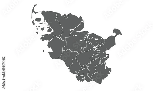 Fototapeta Schleswig-Holstein germany map isolated on white background for website layouts,background,education, precise,customizable,Travel worldwide,map silhouette backdrop,earth geography, political.