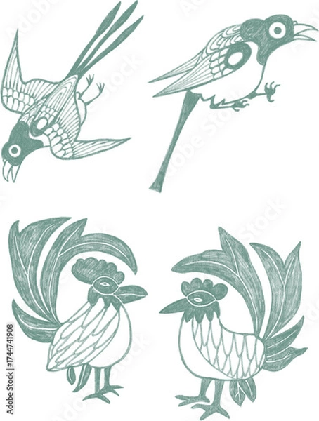 Obraz 새 한국 전통 문양