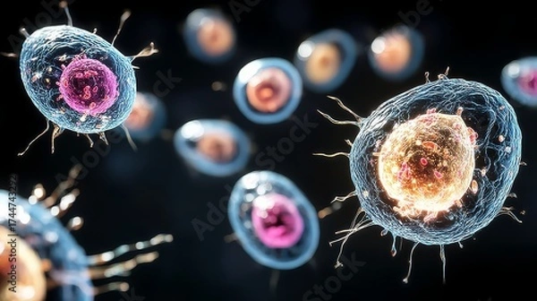 Fototapeta Unveiling the Autophagy Process Through Microscopic Analysis 