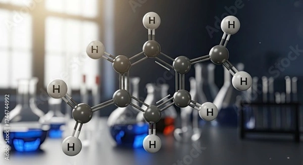 Fototapeta A molecular model of benzene in a laboratory setting.