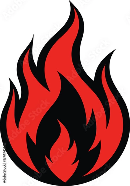 Fototapeta Fire flame. Black and red fiery flames. Vector scalable design graphics