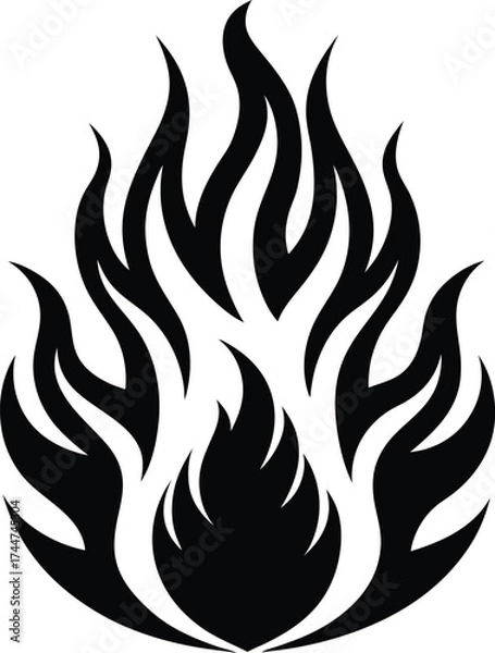 Fototapeta Fire flame. Black and red fiery flames. Vector scalable design graphics