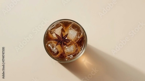 Fototapeta a glass of iced tea with star anise garnish