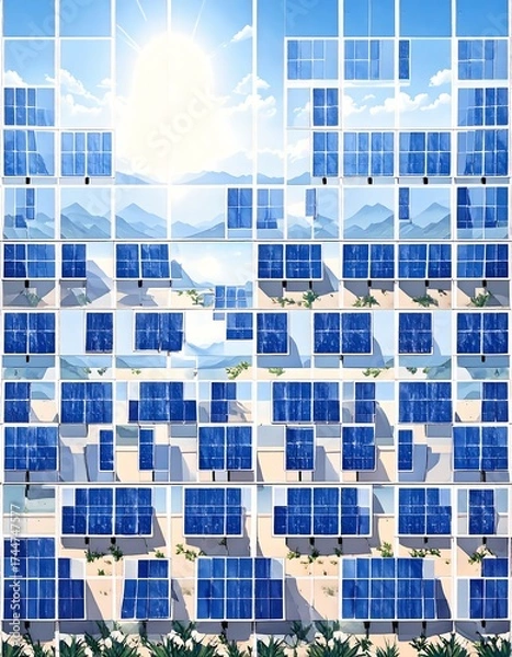 Obraz Solar panels landscape
