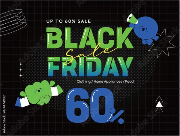 Obraz 검정 블랙프라이데이 캐릭터 일러스트 할인 홍보