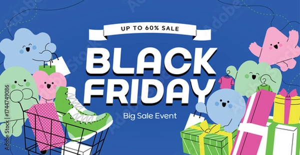 Obraz 파란색 블랙프라이데이 캐릭터 일러스트 안내