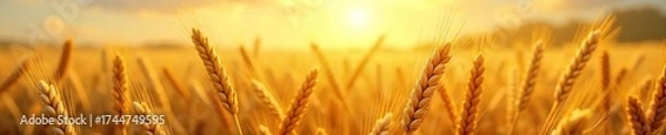 Fototapeta Golden Wheat Field Ready for Harvest Sun-Drenched Stalks Swaying Gently in a Picturesque Summer Scene of Abundant Agricultural Bounty