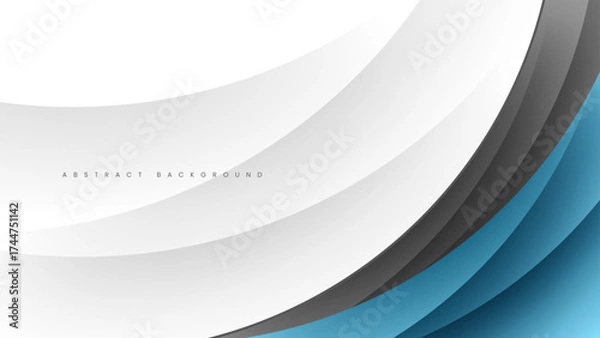 Fototapeta Abstract background design with white gray and blue waves.