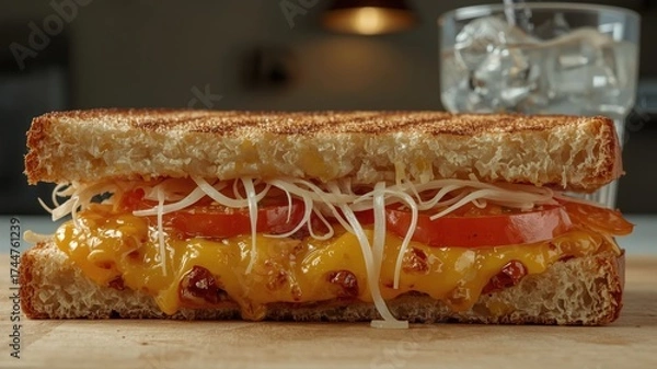 Fototapeta sandwich with melted cheese