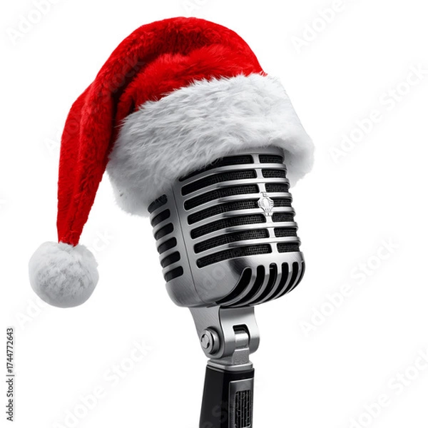 Fototapeta Microphone with Santa hat