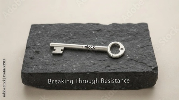 Obraz A silver key symbolizing unlocking potential and breaking through resistance