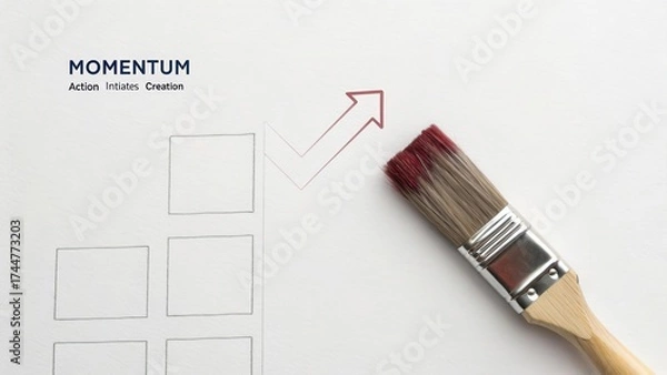 Obraz Paintbrush painting a red upward arrow symbolizing business growth