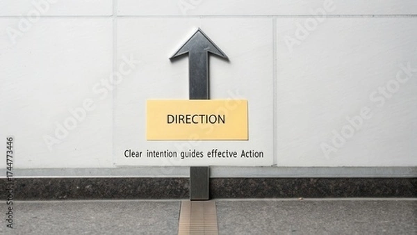 Obraz Upward pointing arrow with clear direction sign and text