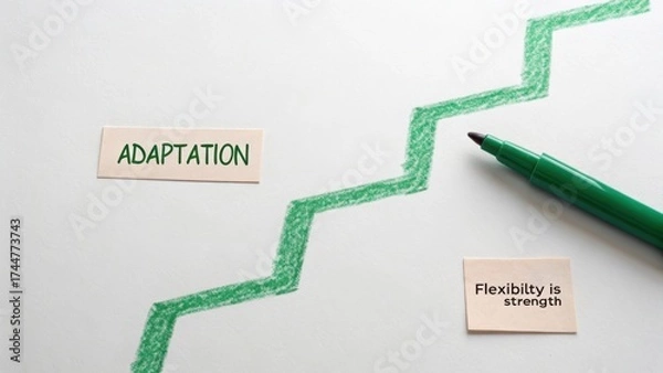 Fototapeta Green marker pen drawing a zig zag line representing growth on a board