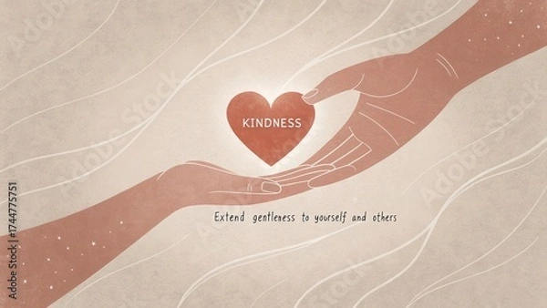 Obraz Artistic illustration of abstract hands holding a heart with kindness