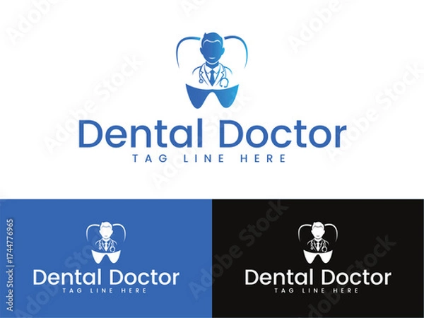 Obraz Modern Tooth Logo Design, Professional Dentist Logo Design, Creative Tooth and Smile Branding