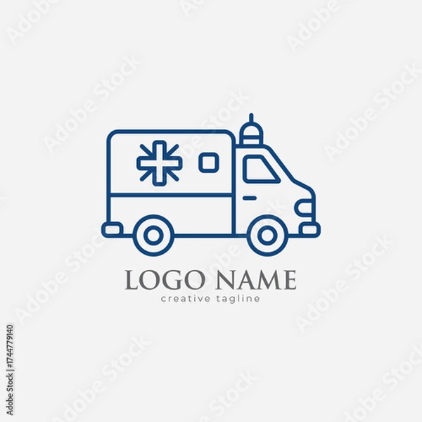 Fototapeta ambulance line art icon silhoutte vector style with white background