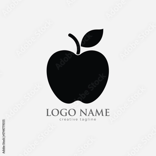 Fototapeta apple icon silhoutte vector style with white background