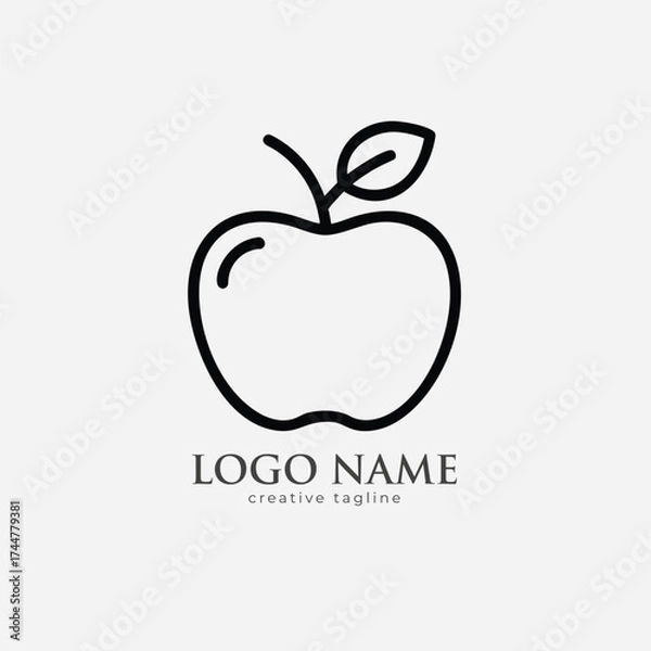 Fototapeta apple icon silhoutte vector style with white background
