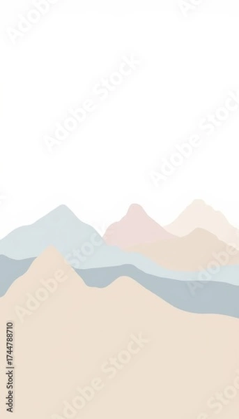 Obraz Abstract pastel landscape with layered mountains in soft colors  