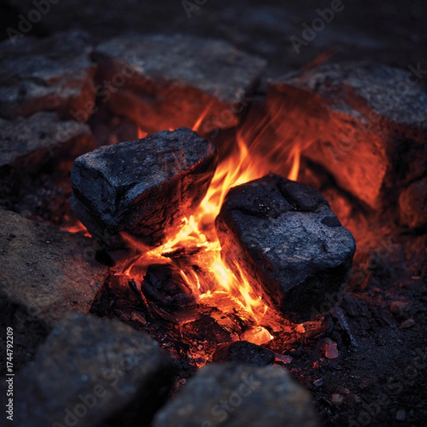 Fototapeta The Sensory Ambiance: Exploring the Atmosphere, Sound, and Smell of a Campfire
