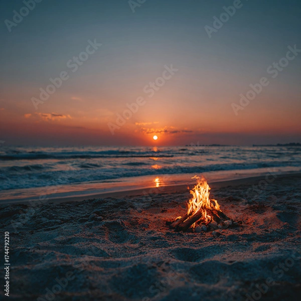 Fototapeta The Sensory Ambiance: Exploring the Atmosphere, Sound, and Smell of a Campfire
