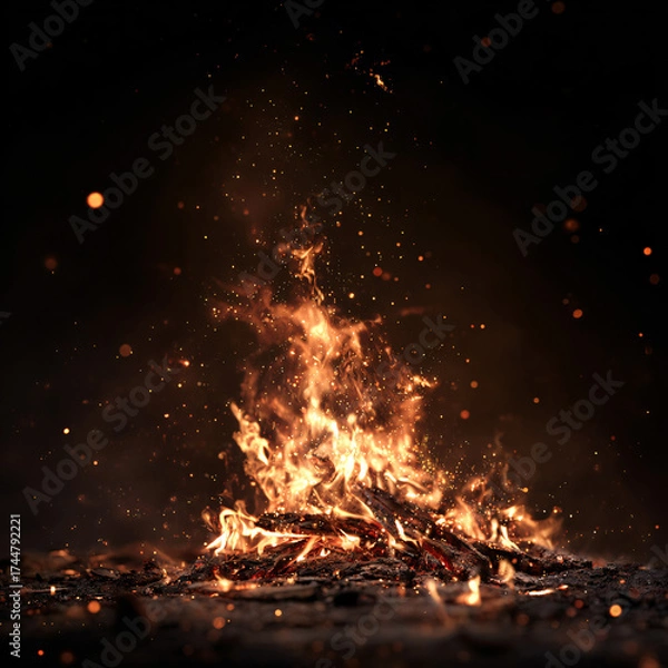 Fototapeta The Sensory Ambiance: Exploring the Atmosphere, Sound, and Smell of a Campfire
