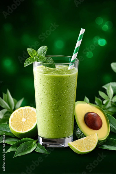Fototapeta The Refreshing Sip: A Collection of Terms for Healthy Drinks and Green Detox Juices
