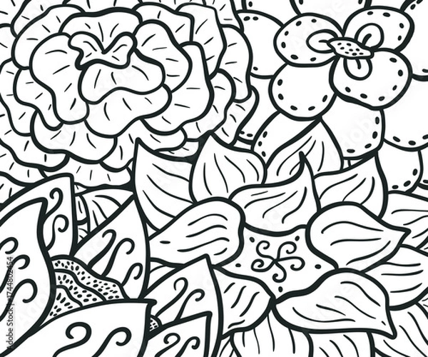 Fototapeta Flowers doodle sketch background illustration